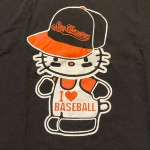 Hello Kitty San Francisco Giants I Love Baseball T-Shirt Heart